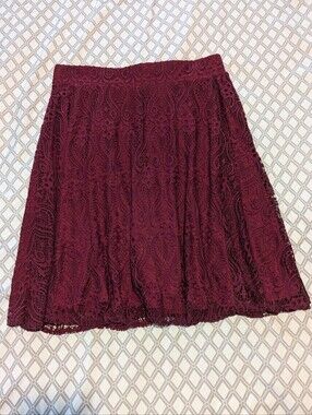 Women's Burgundy Lace A-Line Skirt